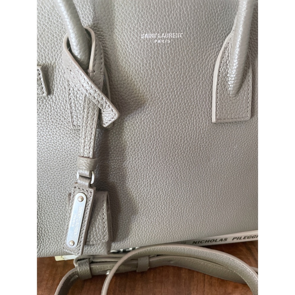 Authentic Saint Laurent Small Grey Baby Sac De Jour Leather Tote Crossbody Bag - Picture 13 of 17